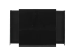 Mesa De Centro|Hauss Spole Mesa de centro quadrada 70x70x41cm com 2 gavetas e LED, corpo em laca preta brilhante Preto