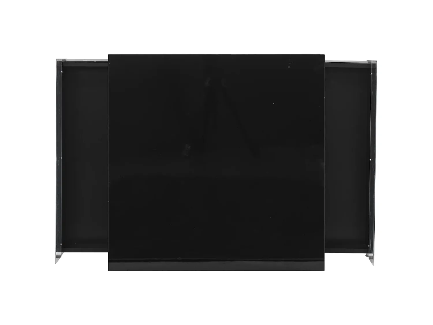 Mesa De Centro|Hauss Spole Mesa de centro quadrada 70x70x41cm com 2 gavetas e LED, corpo em laca preta brilhante Preto