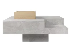 Mesa De Centro| Mesa de centro quadrada 72x72x30 cm, mesa de sala, mesa de apoio com caixa de arrumação amovível, cor Cinzento