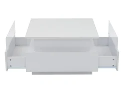 Mesa De Centro*Hauss Spole Mesa de centro quadrada 70x70x41cm com 2 gavetas e LED, corpo em laca branca brilhante Branco