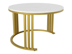 Mesa De Centro|Merax Mesa de centro redonda 2 em 1 - 70 x 70 x 46 cm + 50 x 50 x 40 cm - Combinação de mesa de centro com 2 gavetas - MDF - Preto