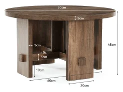 Mesa De Centro|Tribesigns Mesa de Centro Redonda com Pédestal, Mesa de Centro Pequena Circular de 80cm Castanho