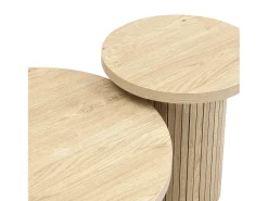 ModernLuxe Mesa de centro redonda encastrável - MDF - Natural^ Mesa De Centro