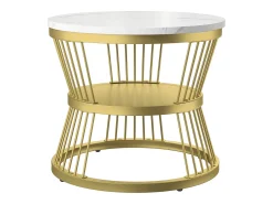 Hot Mesa de centro redonda moderna com encaixe - Estrutura de metal, Mesa grande 70x45 cm, Mesa pequena 45x40 cm Amarelo