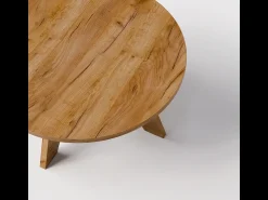Mesa De Centro| Mesa de centro redonda YUKO Ø90 cm Carvalho Craft Castanho