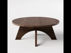 Mesa De Centro| Mesa de centro redonda YUKO Ø90 cm Carvalho Chocolate Castanho chocolate