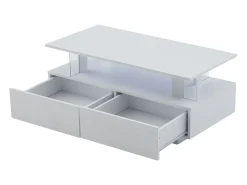 Mesa De Centro* Mesa de centro retangular branca - Mesa de centro com 2 gavetas e luzes LED - para sala de estar Branco