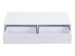 New Mesa de centro retangular branca - Mesa de centro com duas gavetas e luzes LED - para sala de estar Branco