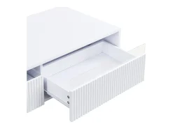 New Mesa de centro retangular branca - Mesa de centro com duas gavetas e luzes LED - para sala de estar Branco