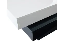 Mesa De Centro* Mesa de centro retangular - Giratória com acabamento brilhante e - preta e branca - para salas de estar Branco