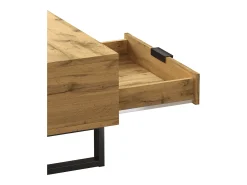 Mesa De Centro|Hauss Spole Mesa de centro retangular 100x50x40cm com gaveta, corpo em madeira preta e natural Preto