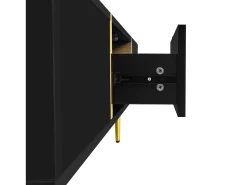 Mesa De Centro| Mesa de centro retangular, mesa de sala de estar com 2 gavetas, com detalhes dourados, preta. Preto