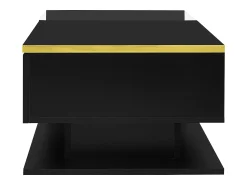New Hauss Spole Mesa de centro retangular 90x50x32,5cm com compartimento de arrumação, corpo e tampo de vidro, LED incluído Preto