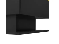 New Hauss Spole Mesa de centro retangular 90x50x32,5cm com compartimento de arrumação, corpo e tampo de vidro, LED incluído Preto