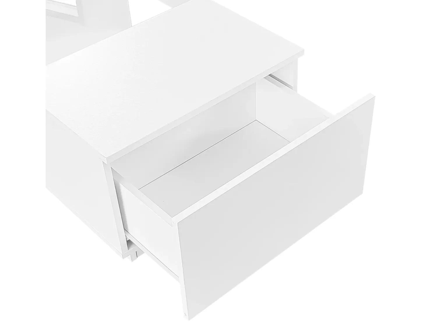 Hauss Spole Mesa de centro retangular 100x50x35,5cm com 2 gavetas laterais e tampo de vidro, LED, branca^ Mesa De Centro