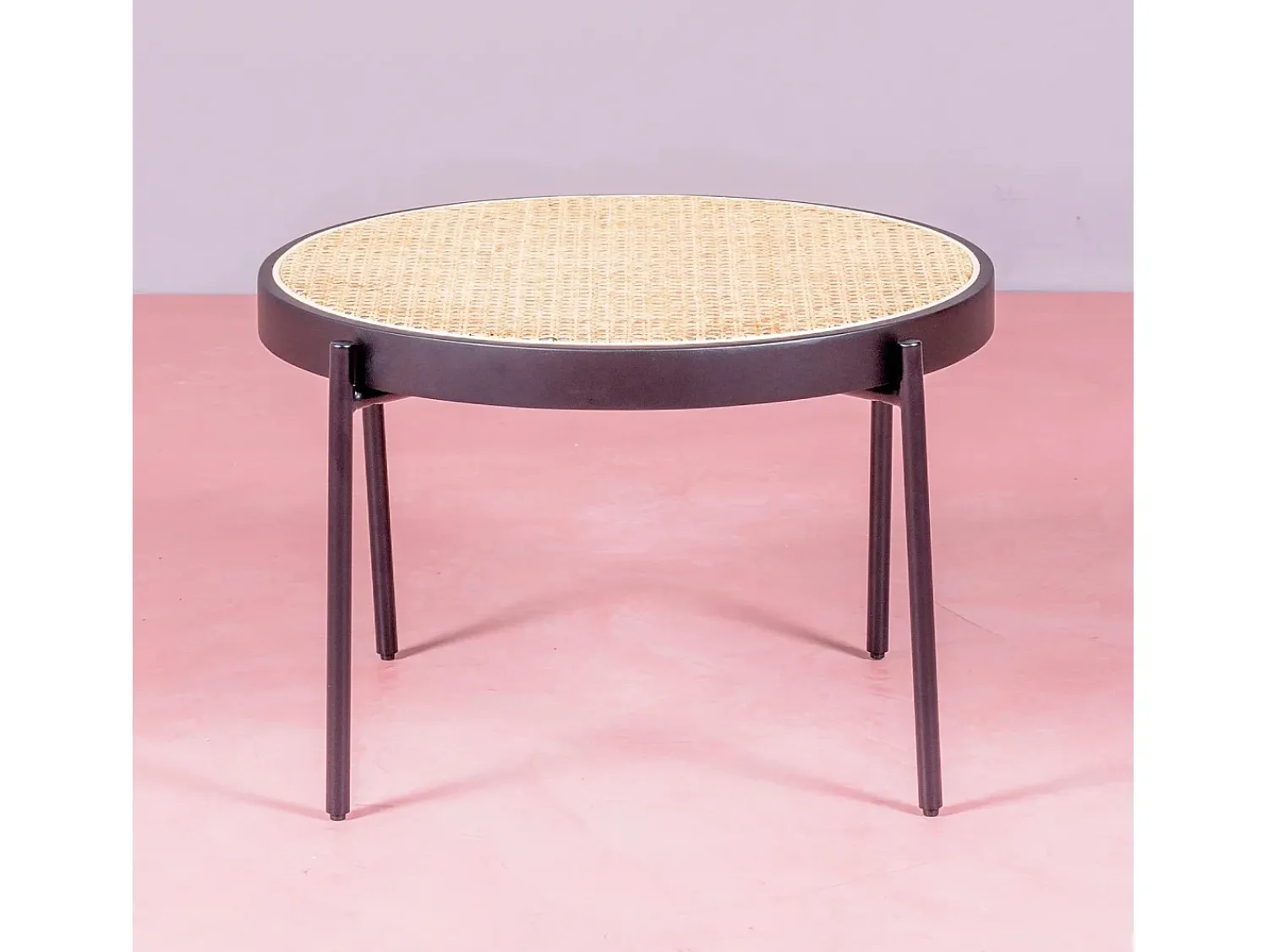 Discount Nest Dream Mesa de centro retrô com detalhes em rattan natural (60cm) - North - Preto