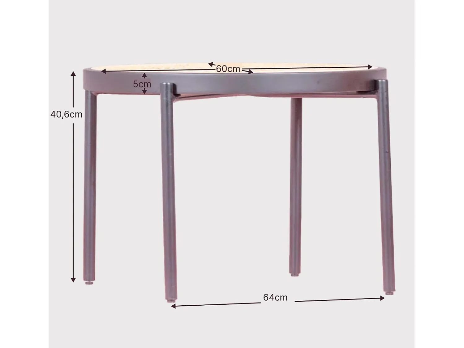 Discount Nest Dream Mesa de centro retrô com detalhes em rattan natural (60cm) - North - Preto
