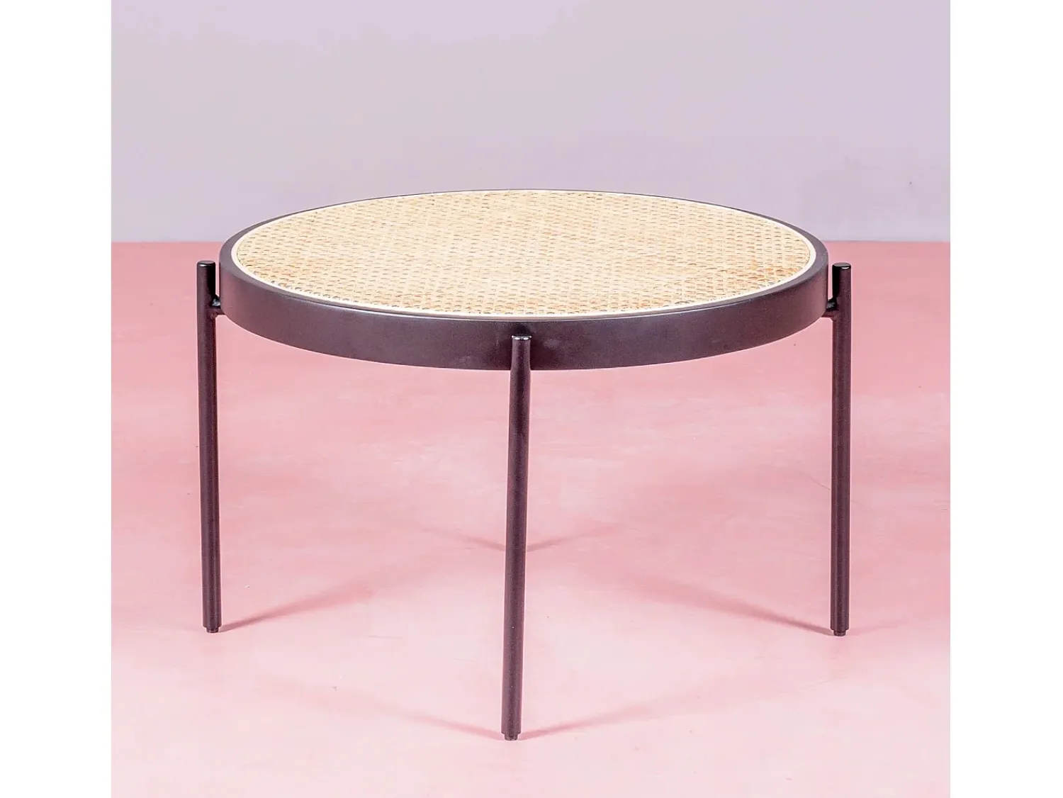 Discount Nest Dream Mesa de centro retrô com detalhes em rattan natural (60cm) - North - Preto