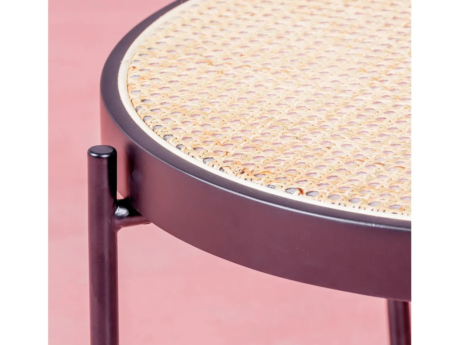 Discount Nest Dream Mesa de centro retrô com detalhes em rattan natural (60cm) - North - Preto