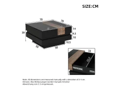 ModernLuxe Mesa de centro retrátil 70x70x39 cm - com espaço de armazenamento - Acabamento brilhante - MDF - ​​^ Mesa De Centro