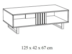 Mesa De Centro*Meublorama Mesa de centro robusta coleção LOFT Cor carvalho claro. Pés em metal preto. Castanho
