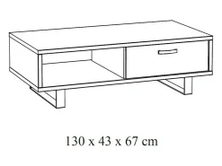 Mesa De Centro*Meublorama Mesa de centro robusta coleção NEWTON Cor carvalho claro. Pés em metal preto. Castanho