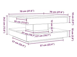 Best vidaxl Mesa de centro rotativa a 360 graus 70x70x34,5 cm madeira velha Castanho