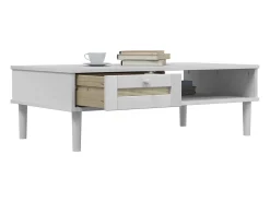 Mesa De Centro* Mesa de centro SENJA 100x55x33 cm pinho maciço PT994420 Branco