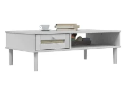 Mesa De Centro* Mesa de centro SENJA 100x55x33 cm pinho maciço PT994420 Branco