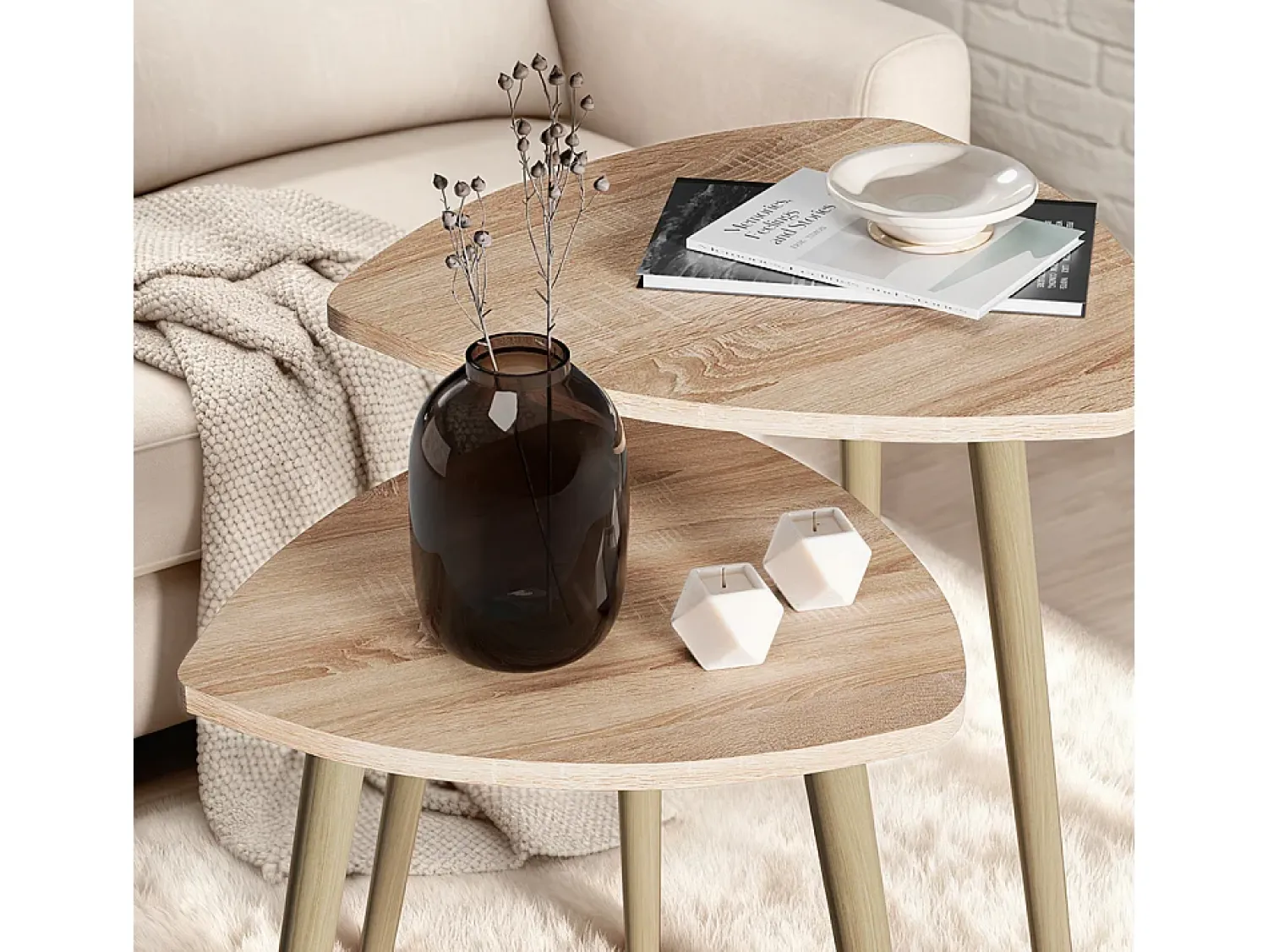 Mesa De Centro|Vicco Mesa de centro sonoma 48x48x45 twino Natural claro