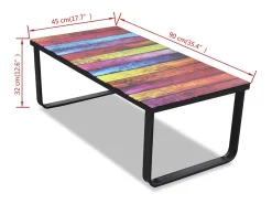 Mesa De Centro|vidaxl Mesa de centro, tampo de vidro com impressão de arco-íris Multicor