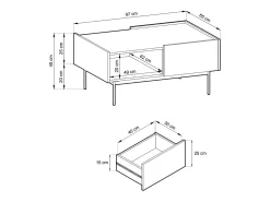 Online Mesa de centro, Tijolo, TOP: Carvalho Linea, 97 x 45 x 65 cm Vermelho