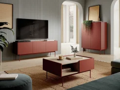 Online Mesa de centro, Tijolo, TOP: Carvalho Linea, 97 x 45 x 65 cm Vermelho