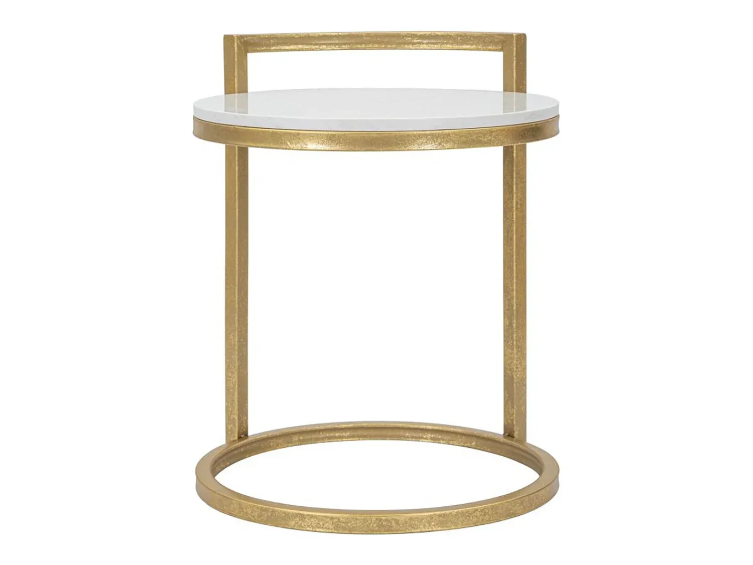 Mesa De Apoio| Mesa de Centro VKH531, Branco, 40,5x40,5x50,5 cm, Kendra Home Dourado