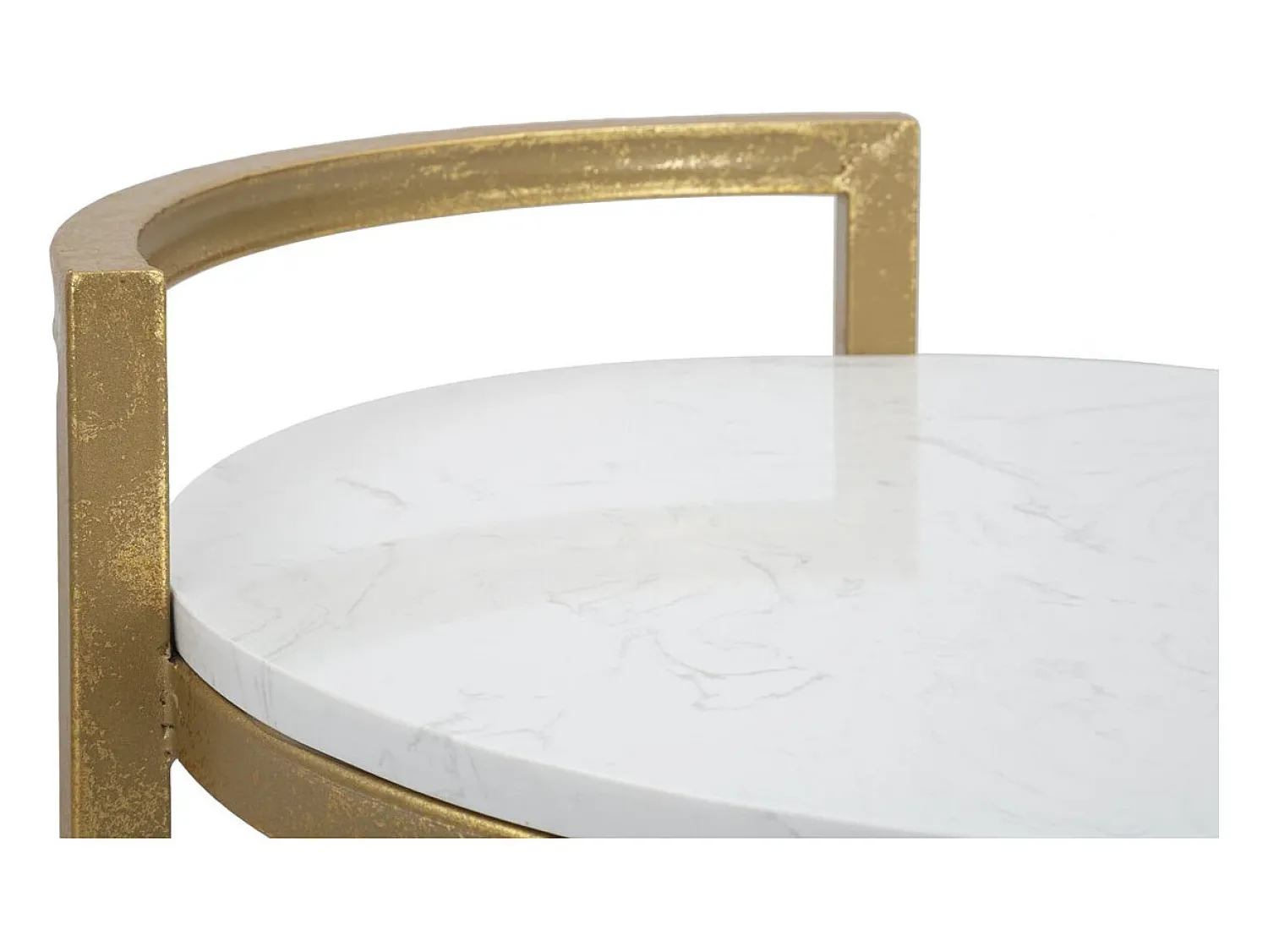 Mesa De Apoio| Mesa de Centro VKH531, Branco, 40,5x40,5x50,5 cm, Kendra Home Dourado