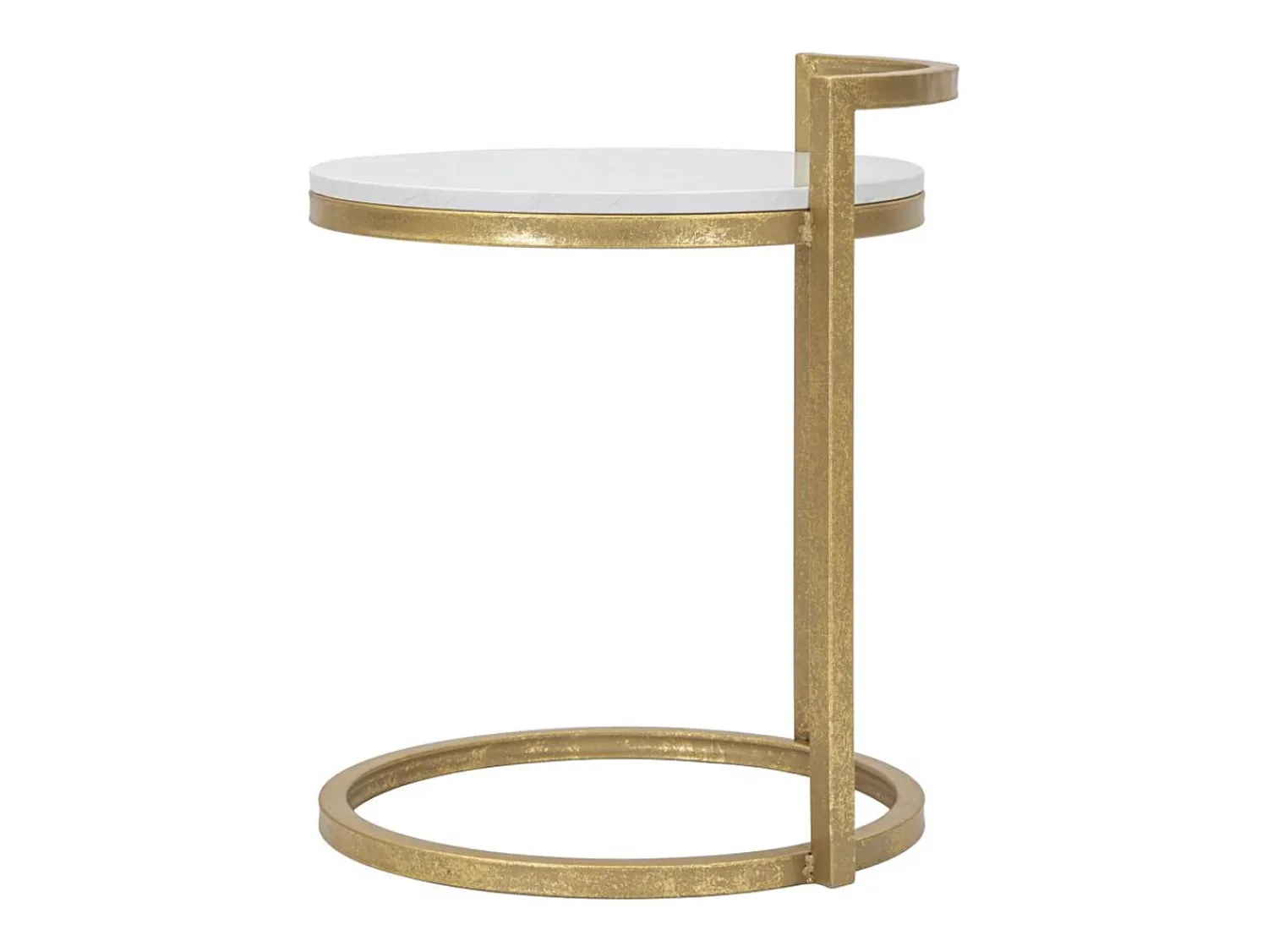 Mesa De Apoio| Mesa de Centro VKH531, Branco, 40,5x40,5x50,5 cm, Kendra Home Dourado