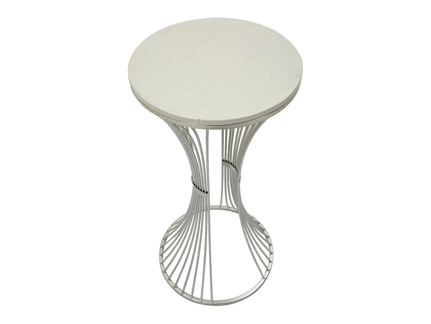 Mesa De Apoio* Mesa de Centro VKH582, Prata, 40x40x79 cm, Kendra Home Prateado