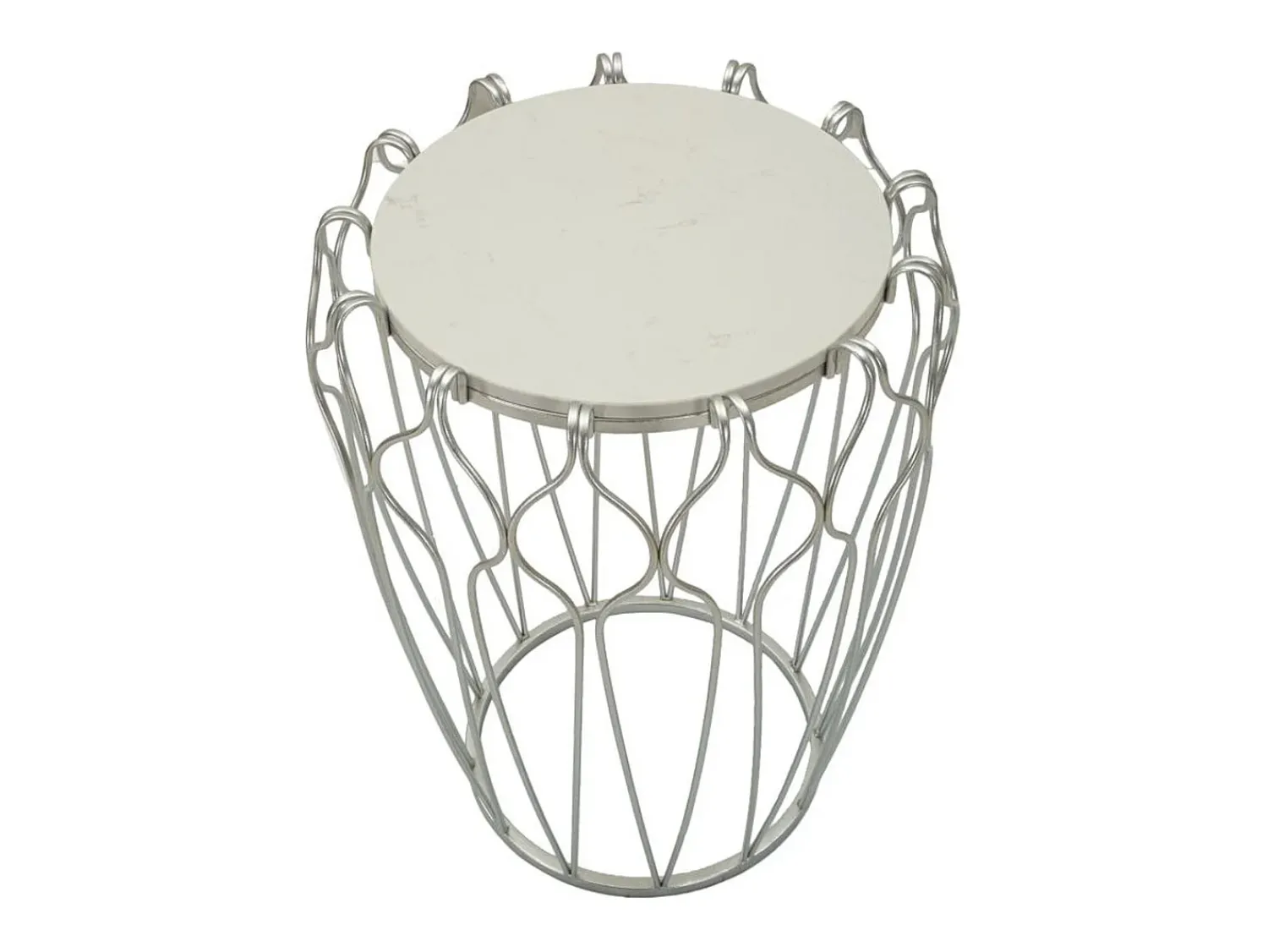 Mesa De Apoio* Mesa de Centro VKH530, Prata, 47,5x47,5x61,5 cm, Kendra Home Prateado
