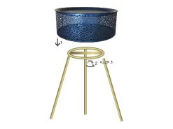 Hot Mesa de Centro VKH523, Preto, 35x35x50 cm, Kendra Home Dourado