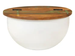 Discount Mesa de centro 50x27 cm madeira recuperada maciça PT238885 Branco