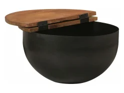 Hot Mesa de centro 50x27 cm madeira recuperada maciça PT675187 Preto