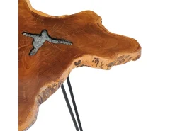 Mesa De Centro* Mesa de centro 70x45 cm madeira de teca maciça e poliresina PT537986 Multicor