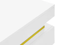 Mesa De Centro* Mesa de centro 70x70cmx35,5, mesa quadrada alto brilho com gavetas e detalhes dourados, branca Branco