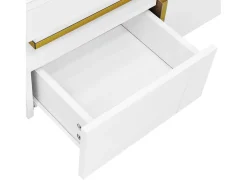 Mesa De Centro* Mesa de centro 70x70cmx35,5, mesa quadrada alto brilho com gavetas e detalhes dourados, branca Branco