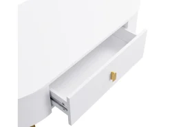 Mesa De Centro|ModernLuxe Mesa de centro 108x50x40 cm - com 2 gavetas - puxadores e pés dourados - Branco