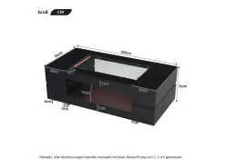 Mesa De Centro*ModernLuxe Mesa de centro 100x50x35 cm - com iluminação LED - amplo armazenamento - Preto