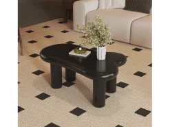Mesa De Centro*ModernLuxe Mesa de centro 98x65.5x40 cm - forma de nuvem - 1 gaveta - com iluminação LED - Preto