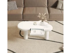 ModernLuxe Mesa de centro 98x65.5x40 cm - forma de nuvem - 1 gaveta - com iluminação LED -^ Mesa De Centro