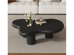 Discount ModernLuxe Mesa de centro 97x67x32 cm - Forma de nuvem - Acabamento laqueado - MDF - Preto