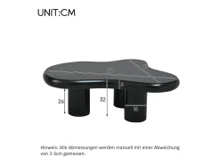 Discount ModernLuxe Mesa de centro 97x67x32 cm - Forma de nuvem - Acabamento laqueado - MDF - Preto
